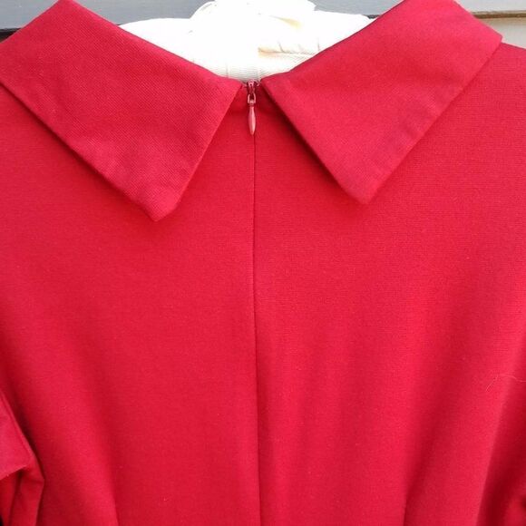 Retro LOOK!!  Oxiuly Red Short Sleeve Cotton Blend Dress size Medium - Picture 9 of 9